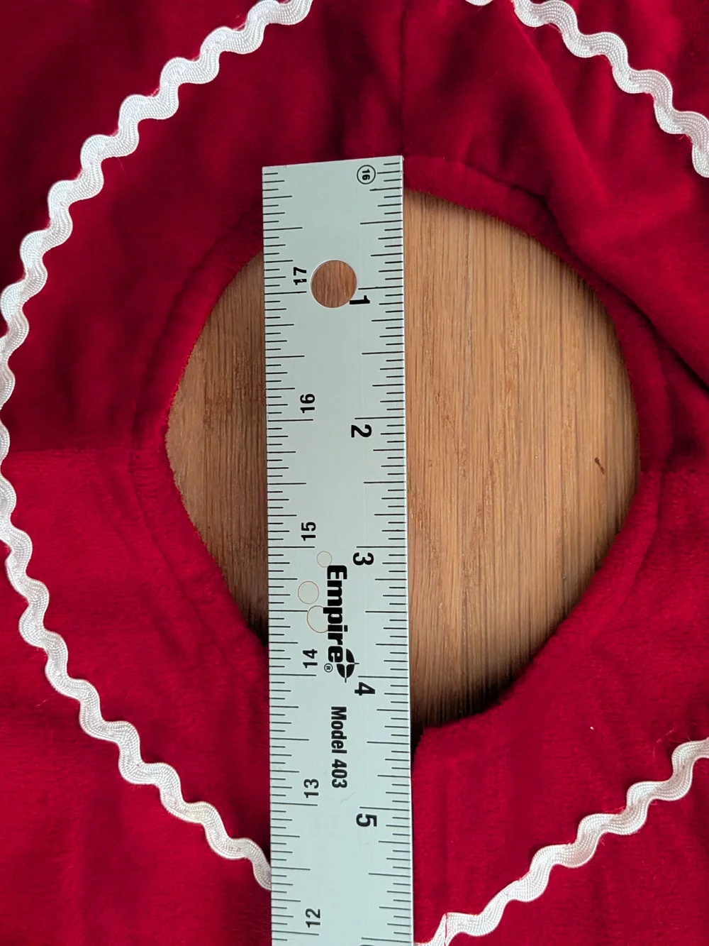 Red Velvet Christmas Tree Skirt Colorful Ric Rac Ribbon Felt Circles 48